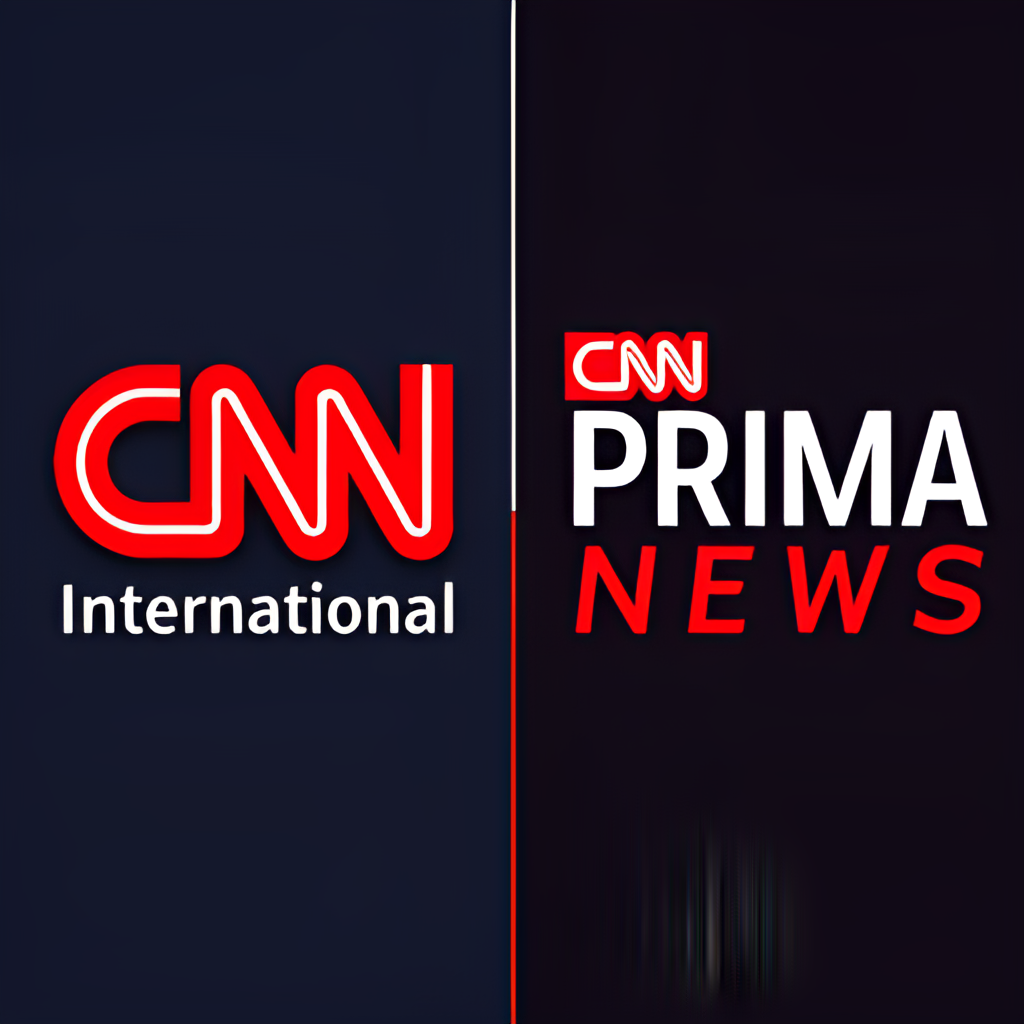A split image or graphic showing the distinct logos of CNN International and CNN Prima NEWS side-by-side, perhaps with a subtle visual element connecting them, like a network line, to represent the partnership and different focuses (global vs. Czech context).